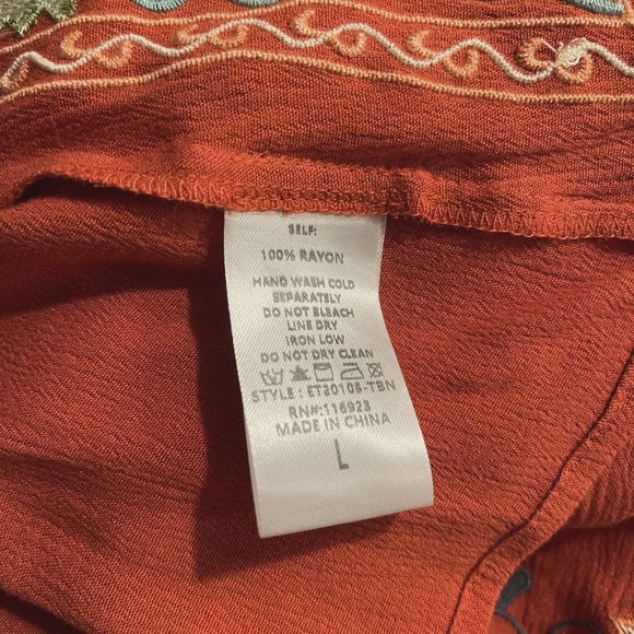 Embroidered Rust Boho Blouse - Picture 7 of 8